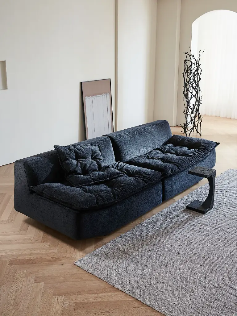 扁舟沙发 布艺 2.8m 灰黑色 (8)、鼓墩边几.webp